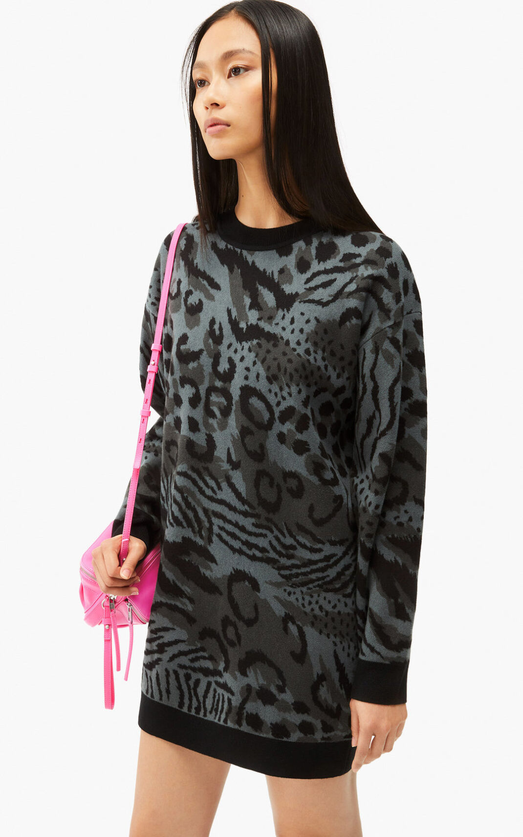 Kenzo Archive Leopard merino wool sweater ワンピース レディース グレー - HGLMPU630